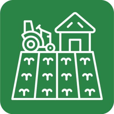 Icono de campo agrícola para servicios de gestión de residuos en el sector agropecuario